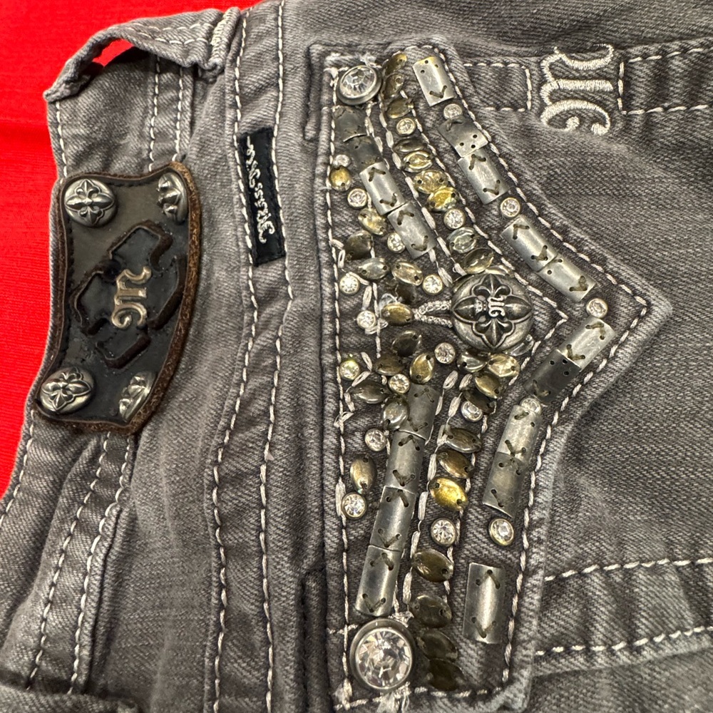 Miss Me Gray Embellished Skinny Jeans